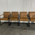 4x Eetkamerstoel Dutchbone, Stitched, Cognac